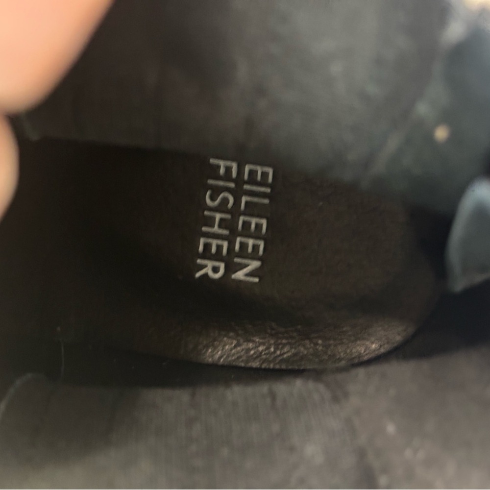Eileen Fisher Rich Black Suede Ankle Booties Minimalist Chelsea Boot 8 1/2 - Picture 7 of 10